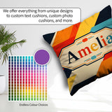 Custom Name Abstract Geometric Diagonal Color Blocks Modern Art Square Filled Cushion Throw Pillow Sofa Bed Home Decor Zip Washable UK Made