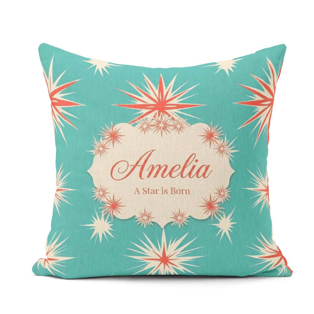 Custom Name Abstract Large Starburst Shapes Minimal Pattern Name Square Filled Cushion Throw Pillow Sofa Bed Home Decor Zip Washable UK Made