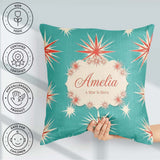 Custom Name Abstract Large Starburst Shapes Minimal Pattern Name Square Filled Cushion Throw Pillow Sofa Bed Home Decor Zip Washable UK Made