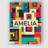 Personalised Name Abstract Colorful Geometric Custom Unique Gift Idea Modern Room Accent Canvas Wall Art Print Decor Picture Ready to Hang