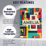 Personalised Name Abstract Colorful Geometric Custom Unique Gift Idea Modern Room Accent Canvas Wall Art Print Decor Picture Ready to Hang