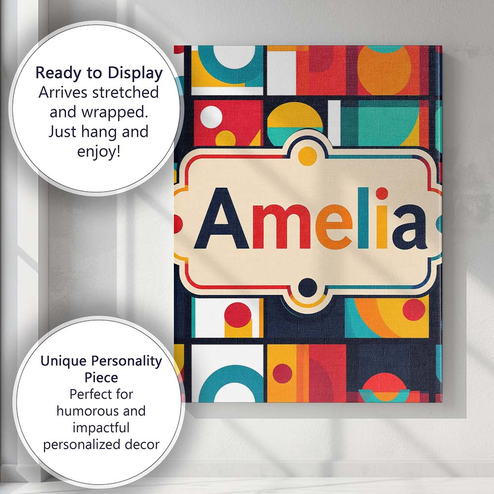 Personalised Name Abstract Circular Geometric Custom Unique Gift Idea Modern Room Accent Canvas Wall Art Print Decor Picture Ready to Hang