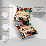 Custom Name Abstract Circular Geometric Shapes Grid Pattern Name Square Filled Cushion Throw Pillow Sofa Bed Home Decor Zip Washable UK Made