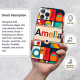 Abstract Circular Geometric Shapes Grid Seamless Custom Name Protective Phone Case Mobile Cover Durable Everyday Smartphone Shock Resistant