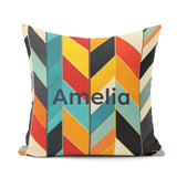 Custom Name Abstract Feather Chevron Colorful Seamless Name Cute Square Filled Cushion Throw Pillow Sofa Bed Home Decor Zip Washable UK Made