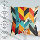Custom Name Abstract Feather Chevron Colorful Seamless Name Cute Square Filled Cushion Throw Pillow Sofa Bed Home Decor Zip Washable UK Made