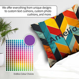Custom Name Abstract Feather Chevron Colorful Seamless Name Cute Square Filled Cushion Throw Pillow Sofa Bed Home Decor Zip Washable UK Made