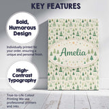 Personalised Name Textured Forest Pine Trees Painterly Seamless Custom  Statement Canvas Wall Art Print Decor Picture Ready to Hang