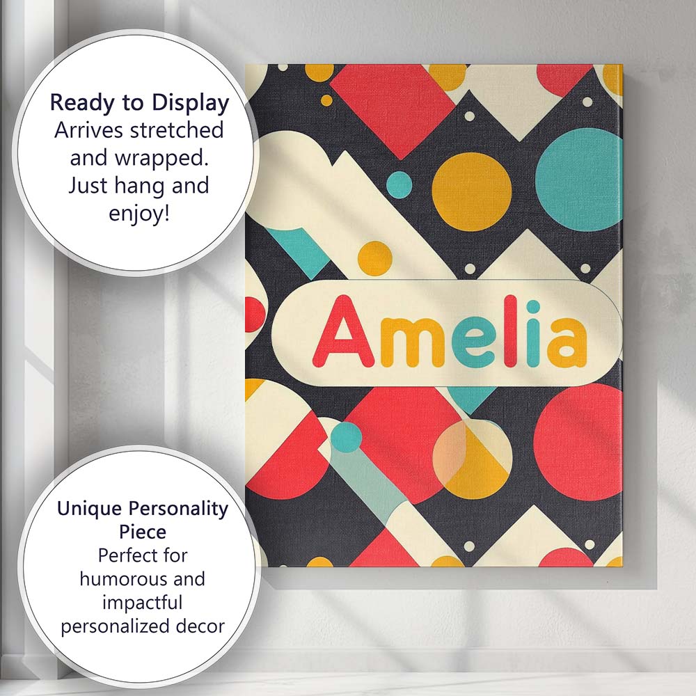 Personalised Name Abstract Geometric Shapes Custom  Bespoke Interior Contemporary Canvas Wall Art Print Decor Picture Ready to Hang