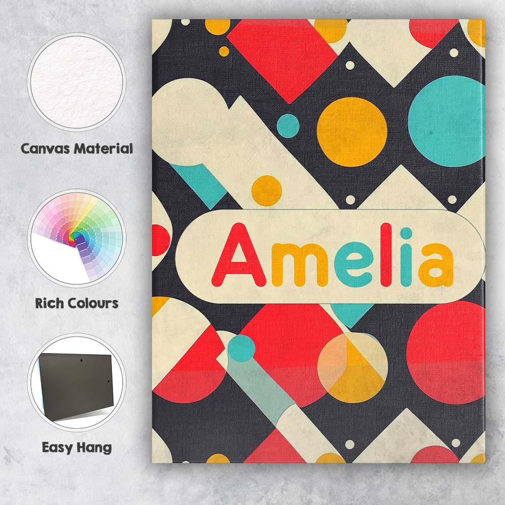 Personalised Name Abstract Geometric Shapes Custom  Bespoke Interior Contemporary Canvas Wall Art Print Decor Picture Ready to Hang