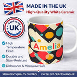 Personalized Custom Name Abstract Geometric Shapes Colorful Modern Seamless Pattern Name Cute 11oz Ceramic Coffee Tea Mug White Large Handle