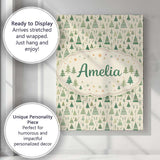 Personalised Name Textured Forest Pine Trees Painterly Seamless Custom  Statement Canvas Wall Art Print Decor Picture Ready to Hang
