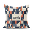 Custom Name Abstract Geometric Curved Colorful Pattern Name Cute Square Filled Cushion Throw Pillow Sofa Bed Home Decor Zip Washable UK Made