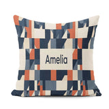 Custom Name Abstract Geometric Curved Colorful Pattern Name Cute Square Filled Cushion Throw Pillow Sofa Bed Home Decor Zip Washable UK Made