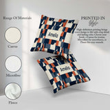 Custom Name Abstract Geometric Curved Colorful Pattern Name Cute Square Filled Cushion Throw Pillow Sofa Bed Home Decor Zip Washable UK Made