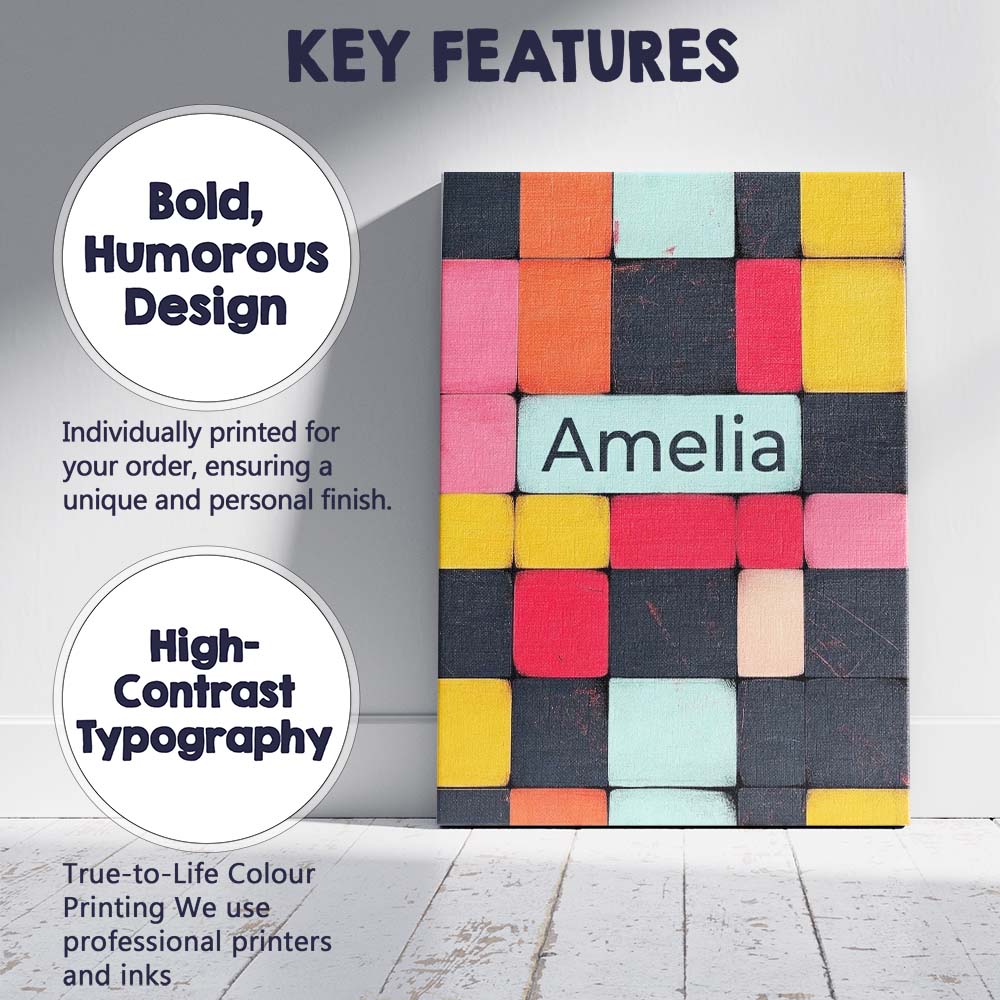 Personalised Name Abstract Textured Square Custom  Unique Gift Idea Elegant Feature Canvas Wall Art Print Decor Picture Ready to Hang