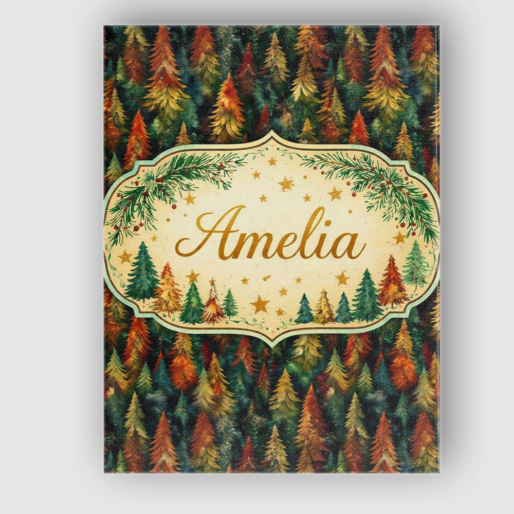 Personalised Name Decorative Nordic Christmas Trees Minimal Seamless Custom  Home Canvas Wall Art Print Decor Picture Ready to Hang