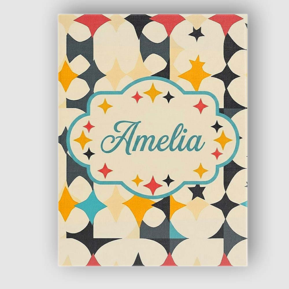 Personalised Name Abstract Floral Star Custom  Modern Room Accent Elegant Feature Canvas Wall Art Print Decor Picture Ready to Hang