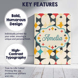 Personalised Name Abstract Floral Star Custom  Modern Room Accent Elegant Feature Canvas Wall Art Print Decor Picture Ready to Hang