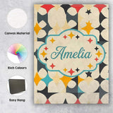 Personalised Name Abstract Floral Star Custom  Modern Room Accent Elegant Feature Canvas Wall Art Print Decor Picture Ready to Hang