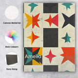 Personalised Name Abstract Starburst Shapes Custom  Bespoke Interior Contemporary Canvas Wall Art Print Decor Picture Ready to Hang
