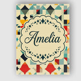 Personalised Name Abstract Geometric Mosaic Custom  Bespoke Interior Contemporary Canvas Wall Art Print Decor Picture Ready to Hang