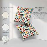 Custom Name Abstract Scattered Star Shapes Colorful Pattern Name Square Filled Cushion Throw Pillow Sofa Bed Home Decor Zip Washable UK Made