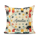 Custom Name Abstract Sunburst Geometric Shapes Colorful Seamless Square Filled Cushion Throw Pillow Sofa Bed Home Decor Zip Washable UK Made