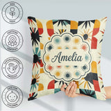 Custom Name Abstract Sunburst Geometric Shapes Colorful Seamless Square Filled Cushion Throw Pillow Sofa Bed Home Decor Zip Washable UK Made