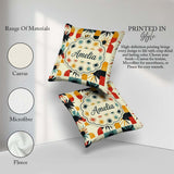 Custom Name Abstract Sunburst Geometric Shapes Colorful Seamless Square Filled Cushion Throw Pillow Sofa Bed Home Decor Zip Washable UK Made