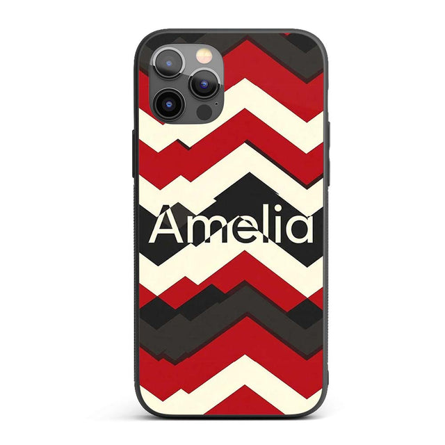 Abstract Bold Zigzag Chevron Stripes Seamless Custom Name Protective Phone Case Mobile Cover Durable Everyday Smartphone Shock Resistant