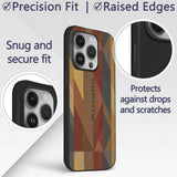 Abstract Warm Tone Geometric Decorative Design Custom Name Protective Phone Case Mobile Cover Durable Everyday Smartphone Shock Resistant