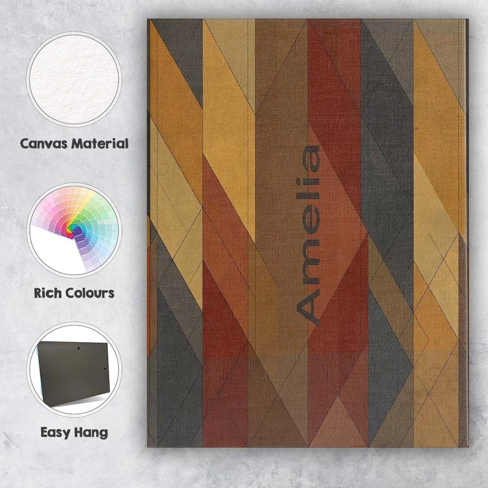 Personalised Name Abstract Warm Tone Custom Premium Decorative Design Modern Room Accent Canvas Wall Art Print Decor Picture Ready to Hang