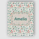 Personalised Name Small Repeating Christmas Trees Red Green Seamless Custom  Home Canvas Wall Art Print Decor Picture Ready to Hang