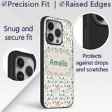 Small Repeating Christmas Trees Printed Design Custom Name Protective Phone Case Mobile Cover Durable Everyday Smartphone Shock Resistant