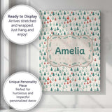 Personalised Name Small Repeating Christmas Trees Red Green Seamless Custom  Home Canvas Wall Art Print Decor Picture Ready to Hang