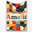 Abstract Mid Century Geometric Tile Pattern Colorful Seamless Name  Personalised Custom Name Super Soft Fleece Blanket Bed Sofa Throw