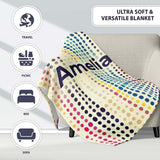 Abstract Colorful Polka Dot Gradient Stripes Seamless Pattern Name  Personalised Custom Name Super Soft Fleece Blanket Bed Sofa Throw