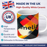 Personalized Custom Name Abstract Bold Overlapping Geometric Blocks Modern Seamless Pattern 11oz Ceramic Coffee Tea Mug White Large Handle