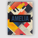 Personalised Name Abstract Halftone Geometric Custom Unique Gift Idea Modern Room Accent Canvas Wall Art Print Decor Picture Ready to Hang