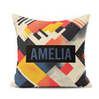 Custom Name Abstract Halftone Geometric Shapes Colorful Seamless Square Filled Cushion Throw Pillow Sofa Bed Home Decor Zip Washable UK Made
