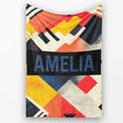 Abstract Halftone Geometric Shapes Colorful Seamless Pattern Name  Personalised Custom Name Super Soft Fleece Blanket Bed Sofa Throw