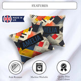Custom Name Abstract Halftone Geometric Shapes Colorful Seamless Square Filled Cushion Throw Pillow Sofa Bed Home Decor Zip Washable UK Made