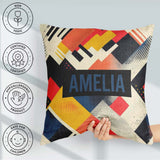 Custom Name Abstract Halftone Geometric Shapes Colorful Seamless Square Filled Cushion Throw Pillow Sofa Bed Home Decor Zip Washable UK Made