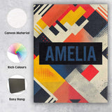 Personalised Name Abstract Halftone Geometric Custom Unique Gift Idea Modern Room Accent Canvas Wall Art Print Decor Picture Ready to Hang