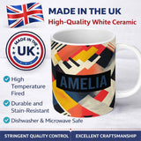 Personalized Custom Name Abstract Halftone Geometric Shapes Colorful Seamless Pattern Name 11oz Ceramic Coffee Tea Mug White Large Handle