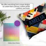 Custom Name Abstract Halftone Geometric Shapes Colorful Seamless Square Filled Cushion Throw Pillow Sofa Bed Home Decor Zip Washable UK Made