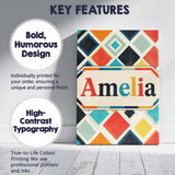 Personalised Name Abstract Mid Century Custom  Modern Room Accent Elegant Feature Canvas Wall Art Print Decor Picture Ready to Hang