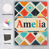Personalised Name Abstract Mid Century Custom  Modern Room Accent Elegant Feature Canvas Wall Art Print Decor Picture Ready to Hang