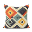 Custom Name Abstract Concentric Diamond Shapes Pattern Name Cute Square Filled Cushion Throw Pillow Sofa Bed Home Decor Zip Washable UK Made